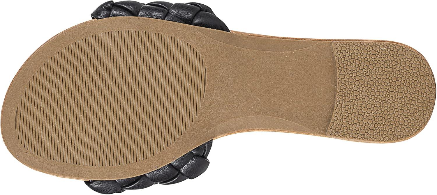 imageFITORY Womens Flat Sandals Fashion Round Open Toe Slip On Slides with Braided Strap Slippers for Summer Size 611Black