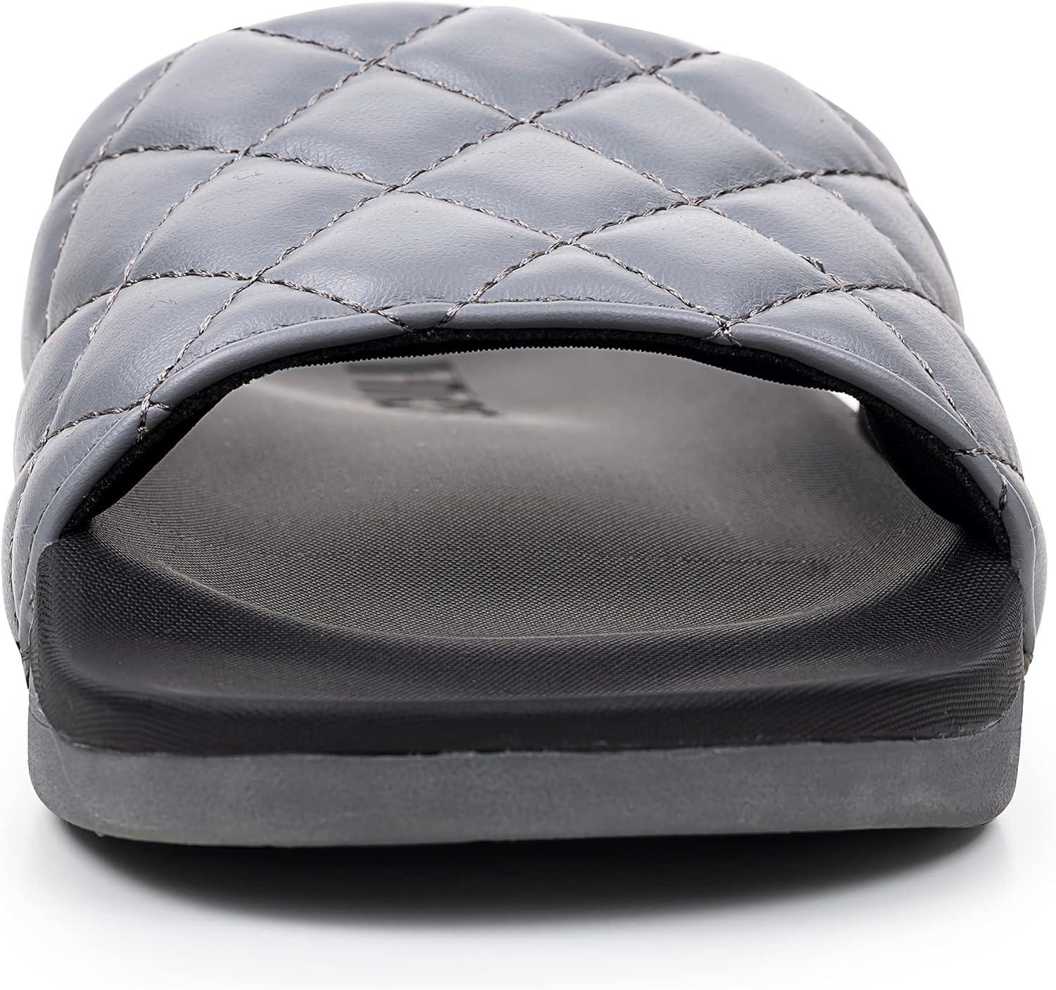 imageFITORY Women Slides Casual Open Toe Slippers Slip On Sandals for Indoor Outdoor Gray Size 8
