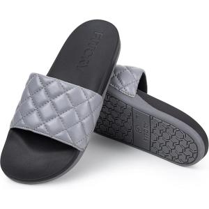 FITORY Women Slides ,Casual Open Toe Slippers Slip On Sandals for Indoor Outdoor Gray Size 8