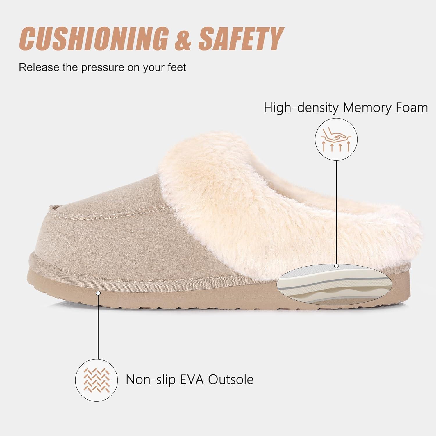 imageFITORY Womens Winter Faux Fur SlippersEasy to Wear Plush House Shoes Size 611Beige
