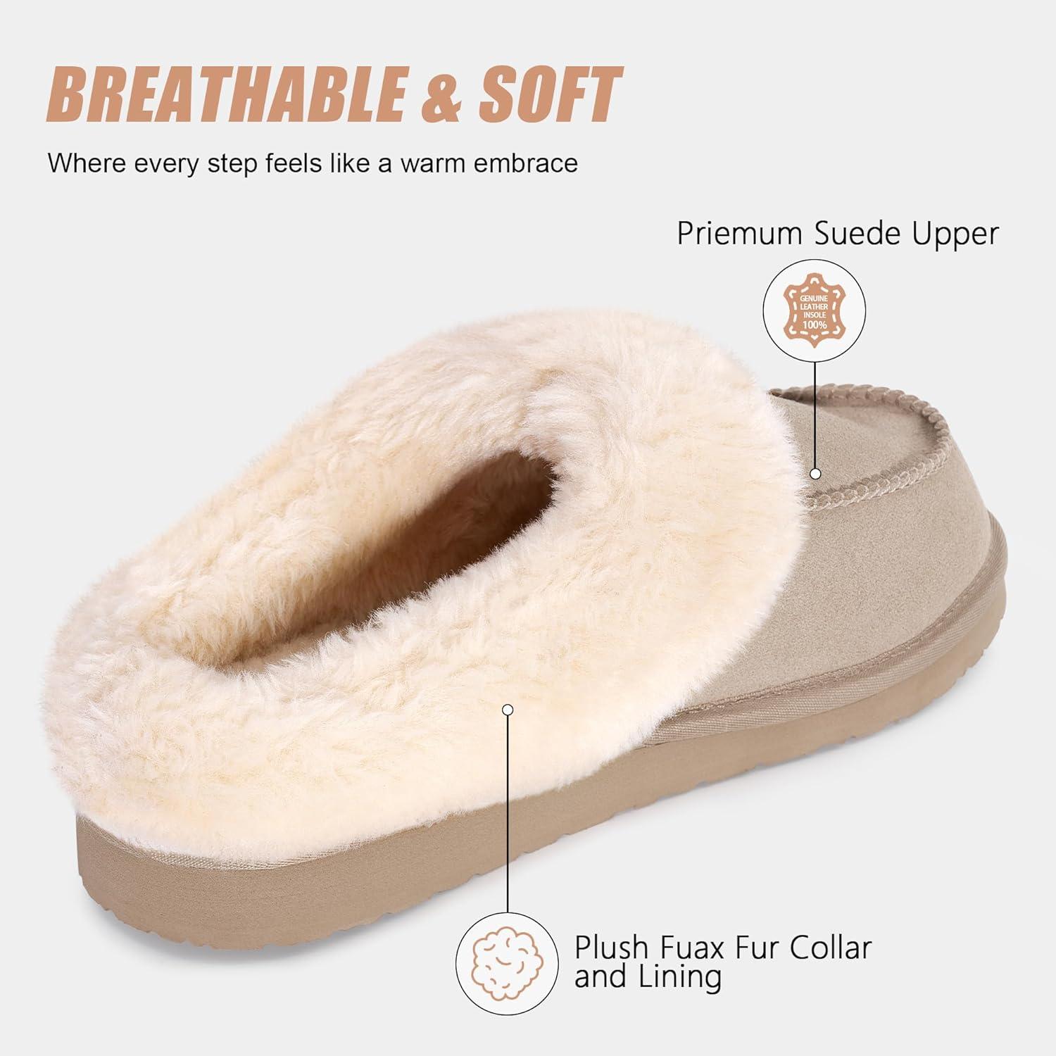 imageFITORY Womens Winter Faux Fur SlippersEasy to Wear Plush House Shoes Size 611Beige