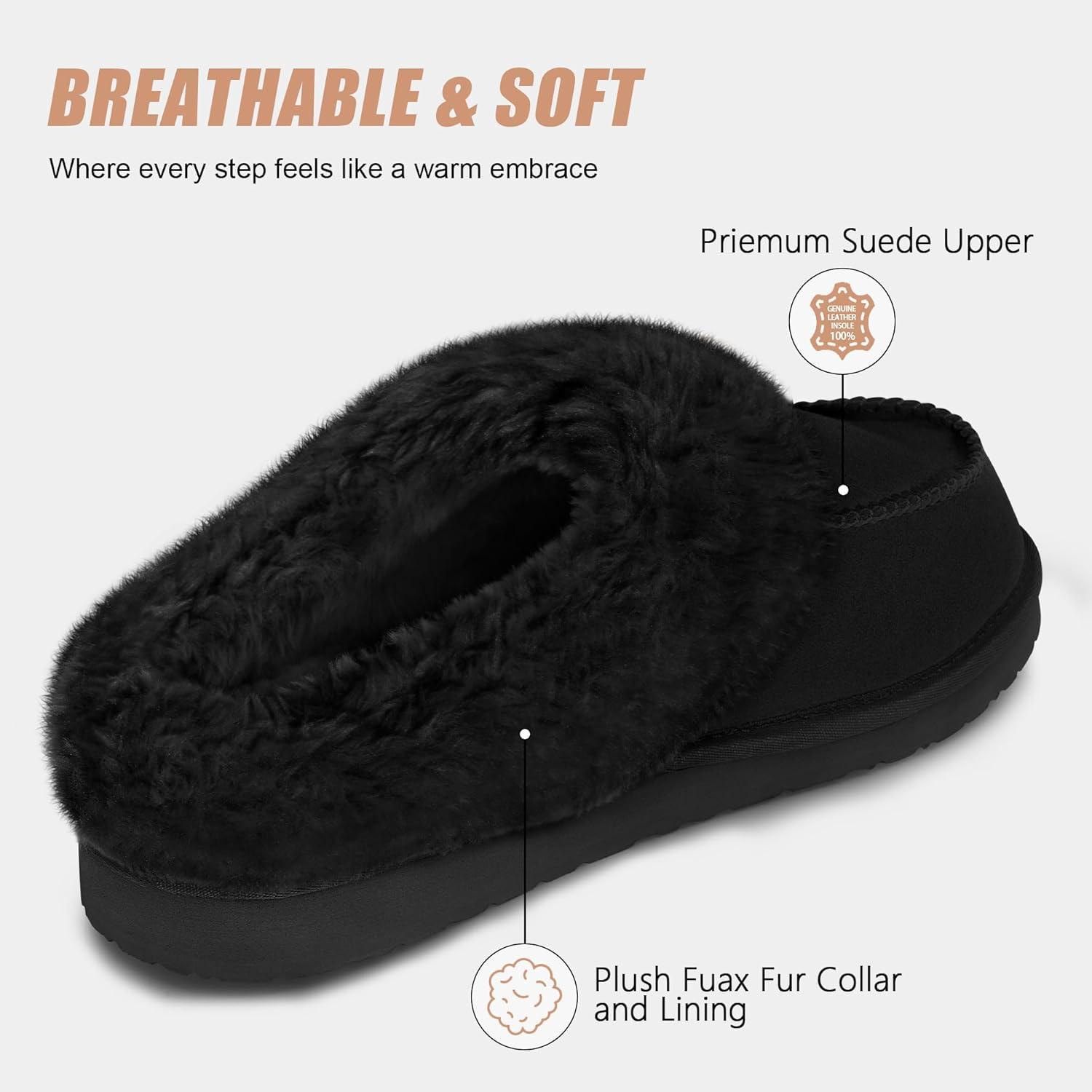 imageFITORY Womens Winter Faux Fur SlippersEasy to Wear Plush House Shoes Size 611Black