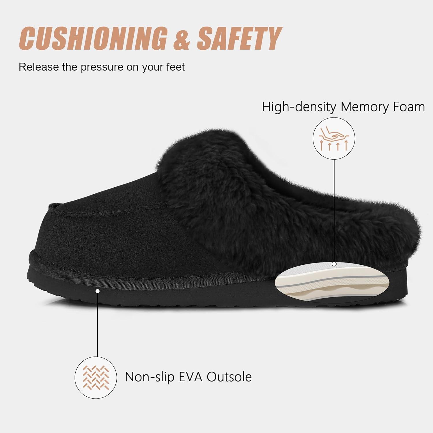 imageFITORY Womens Winter Faux Fur SlippersEasy to Wear Plush House Shoes Size 611Black