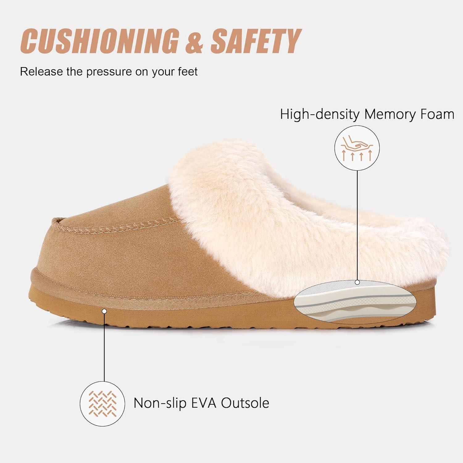 imageFITORY Womens Winter Faux Fur SlippersEasy to Wear Plush House Shoes Size 611Brown