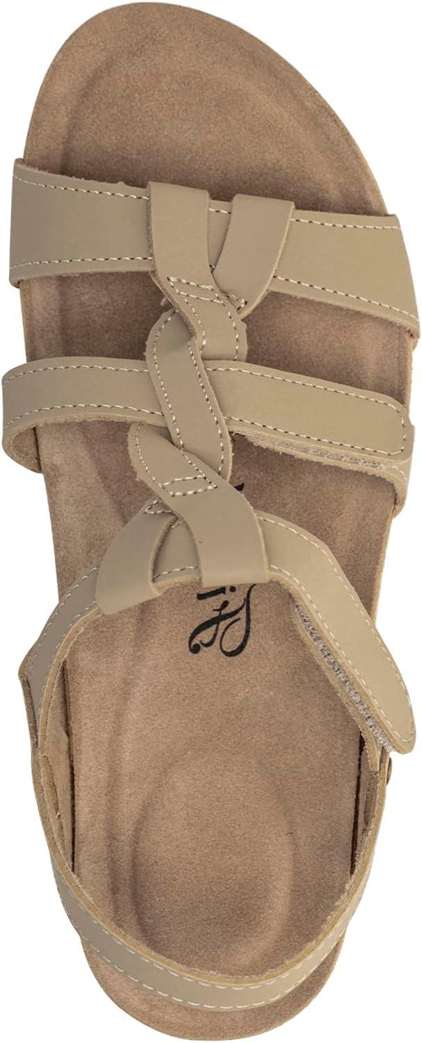 imageFITORY Womens Cork Wedge Sandal Platform Slides with Adjustable Strap Size 611Stone