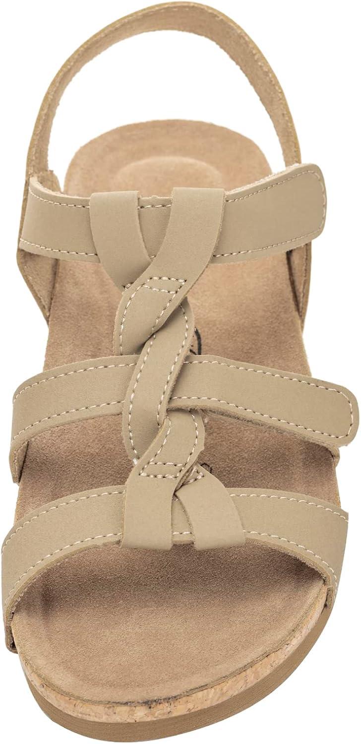 imageFITORY Womens Cork Wedge Sandal Platform Slides with Adjustable Strap Size 611Stone