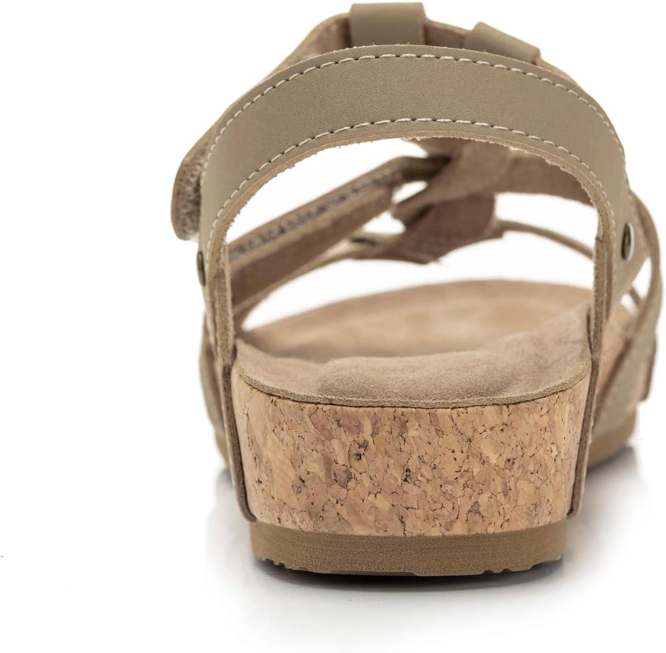 imageFITORY Womens Cork Wedge Sandal Platform Slides with Adjustable Strap Size 611Stone