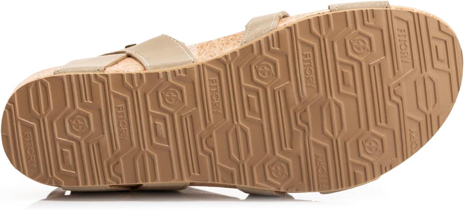 imageFITORY Womens Cork Wedge Sandal Platform Slides with Adjustable Strap Size 611Stone