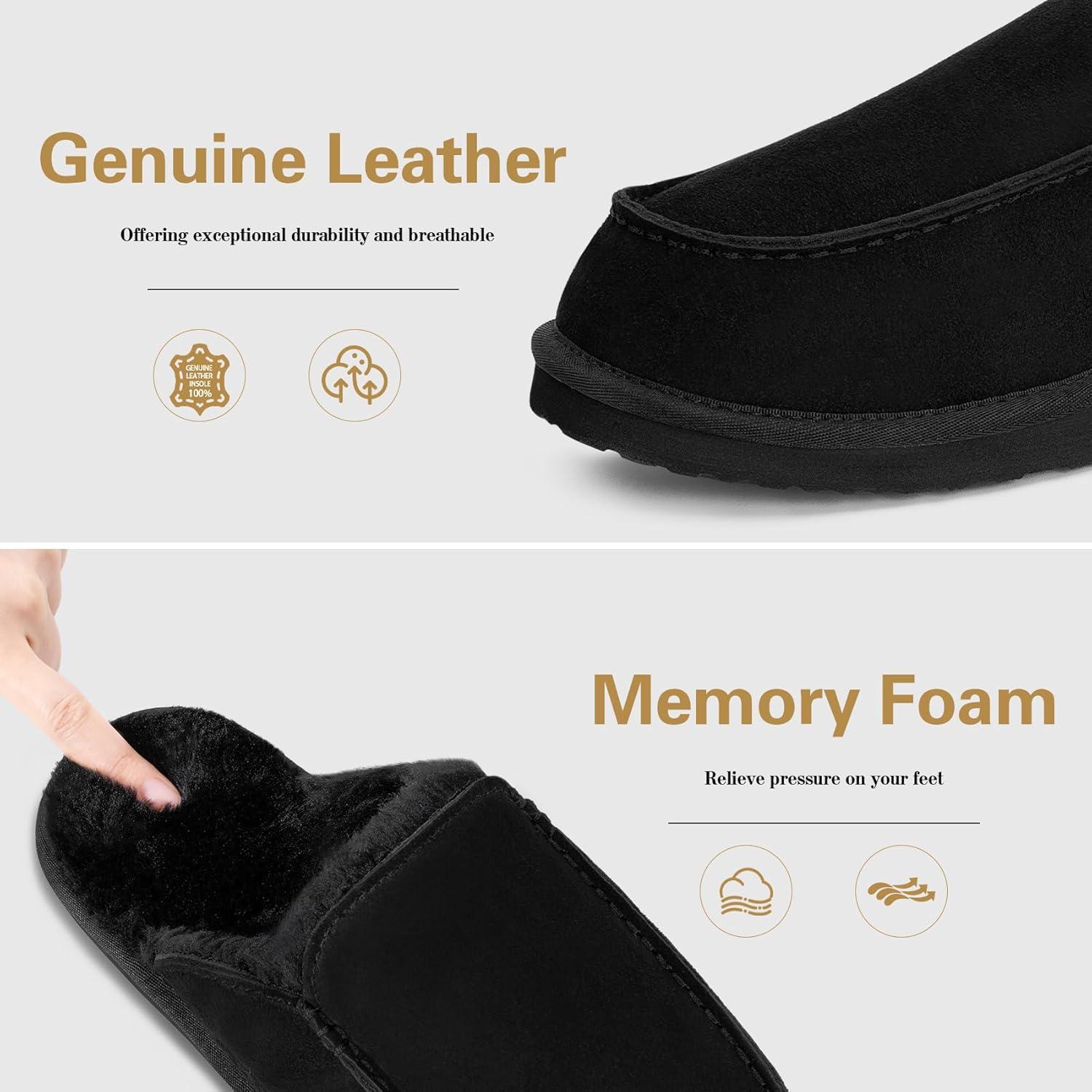 imageFITORY Mens Faux Fur House SlippersSlip on Cozy Winter Shoes for Indoor and Outdoor Size 714Black