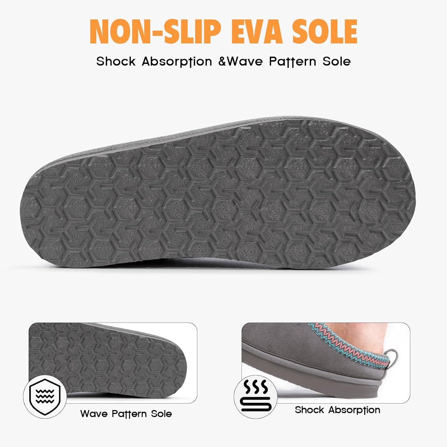 imageFITORY Womens Suede Slipper Flat Slip On House Shoes with Faux Fur Lining Indoor Outdoor Short Mini BootsDark Gray