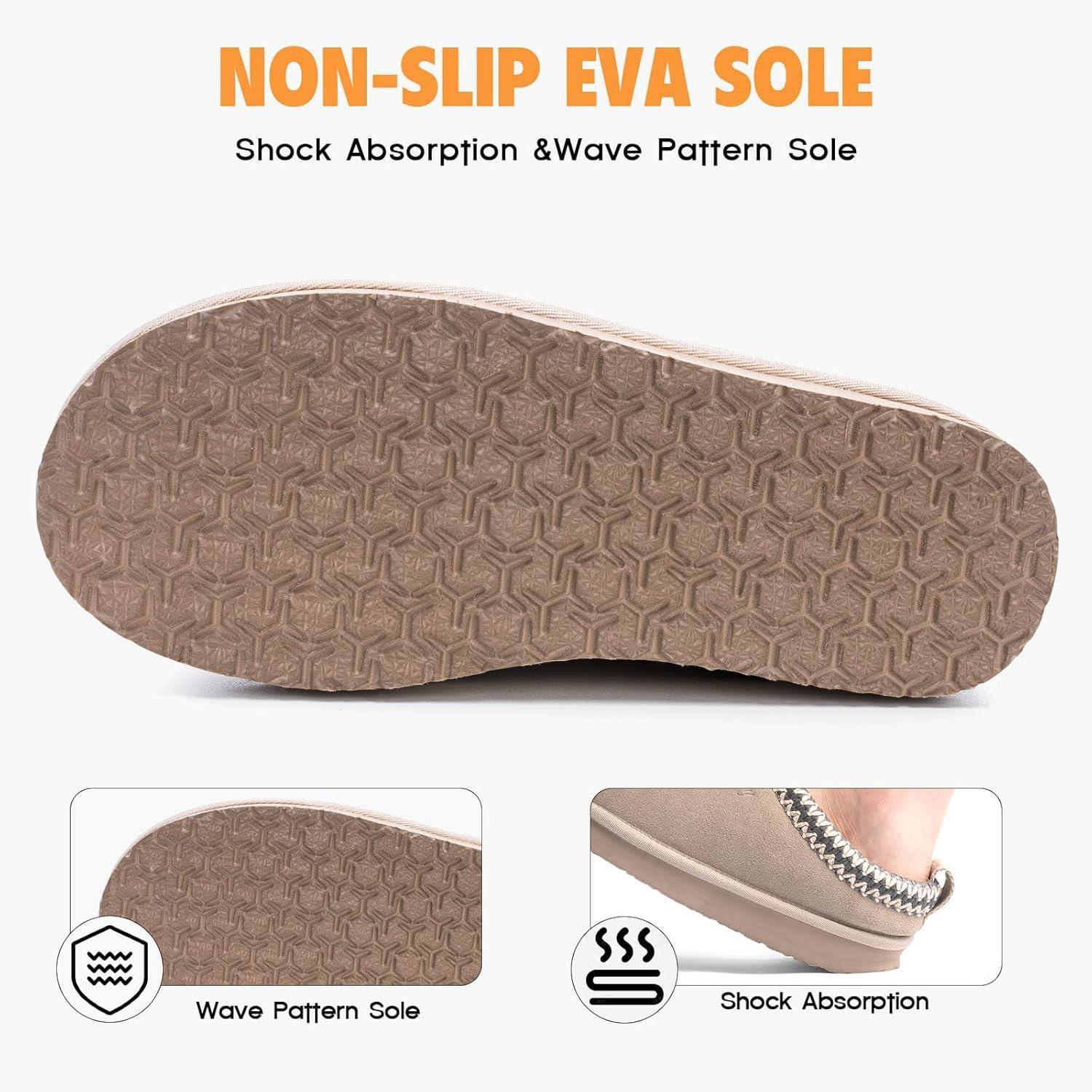 imageFITORY Womens Suede Slipper Flat Slip On House Shoes with Faux Fur Lining Indoor Outdoor Short Mini BootsGrey