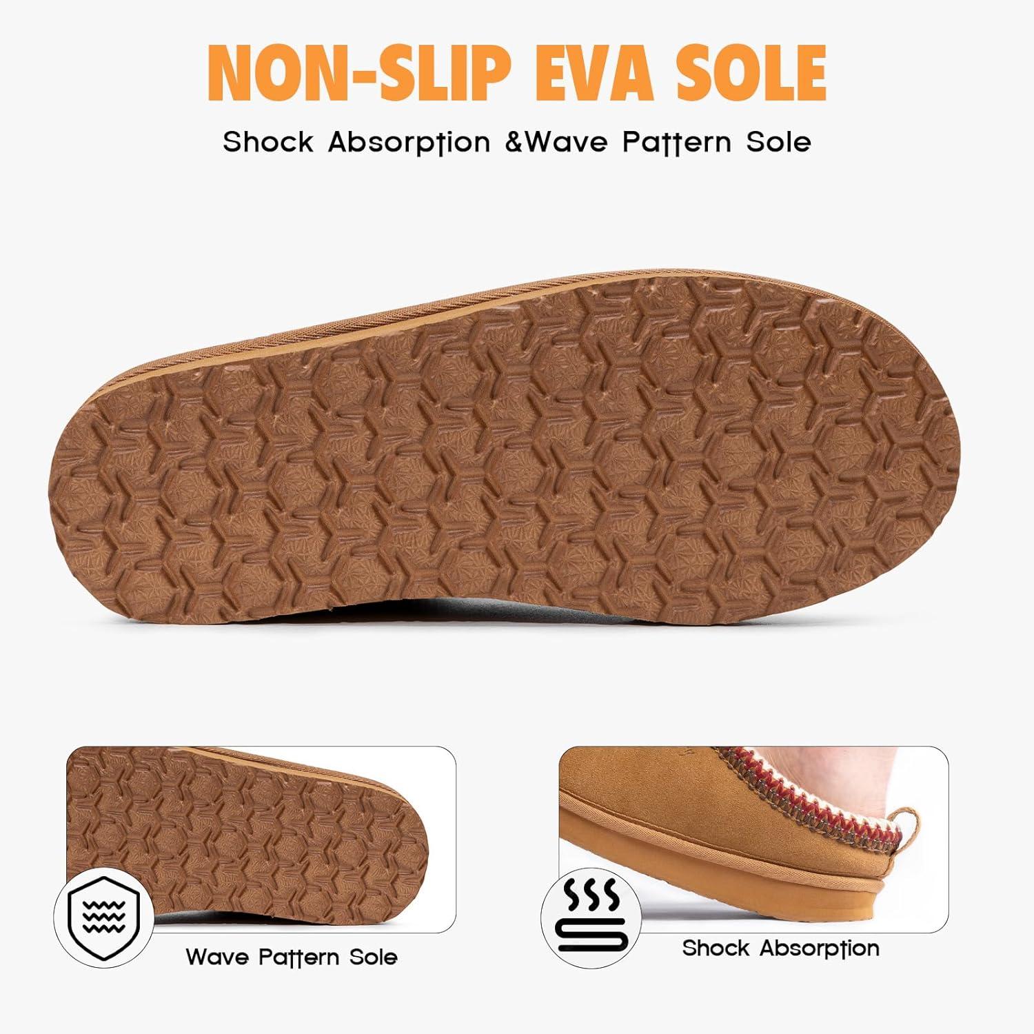 imageFITORY Womens Suede Slipper Flat Slip On House Shoes with Faux Fur Lining Indoor Outdoor Short Mini BootsKhaki Brown