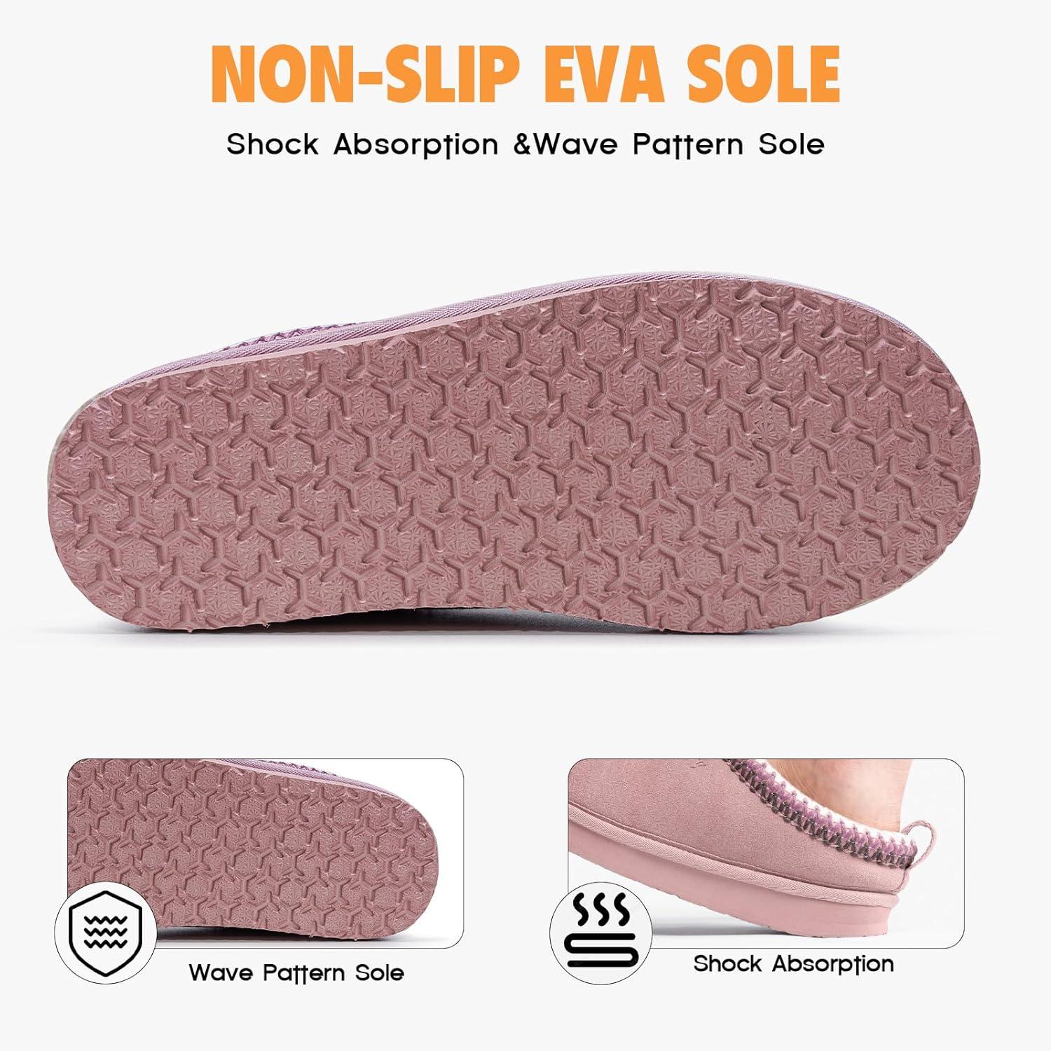 imageFITORY Womens Suede Slipper Flat Slip On House Shoes with Faux Fur Lining Indoor Outdoor Short Mini BootsPurple