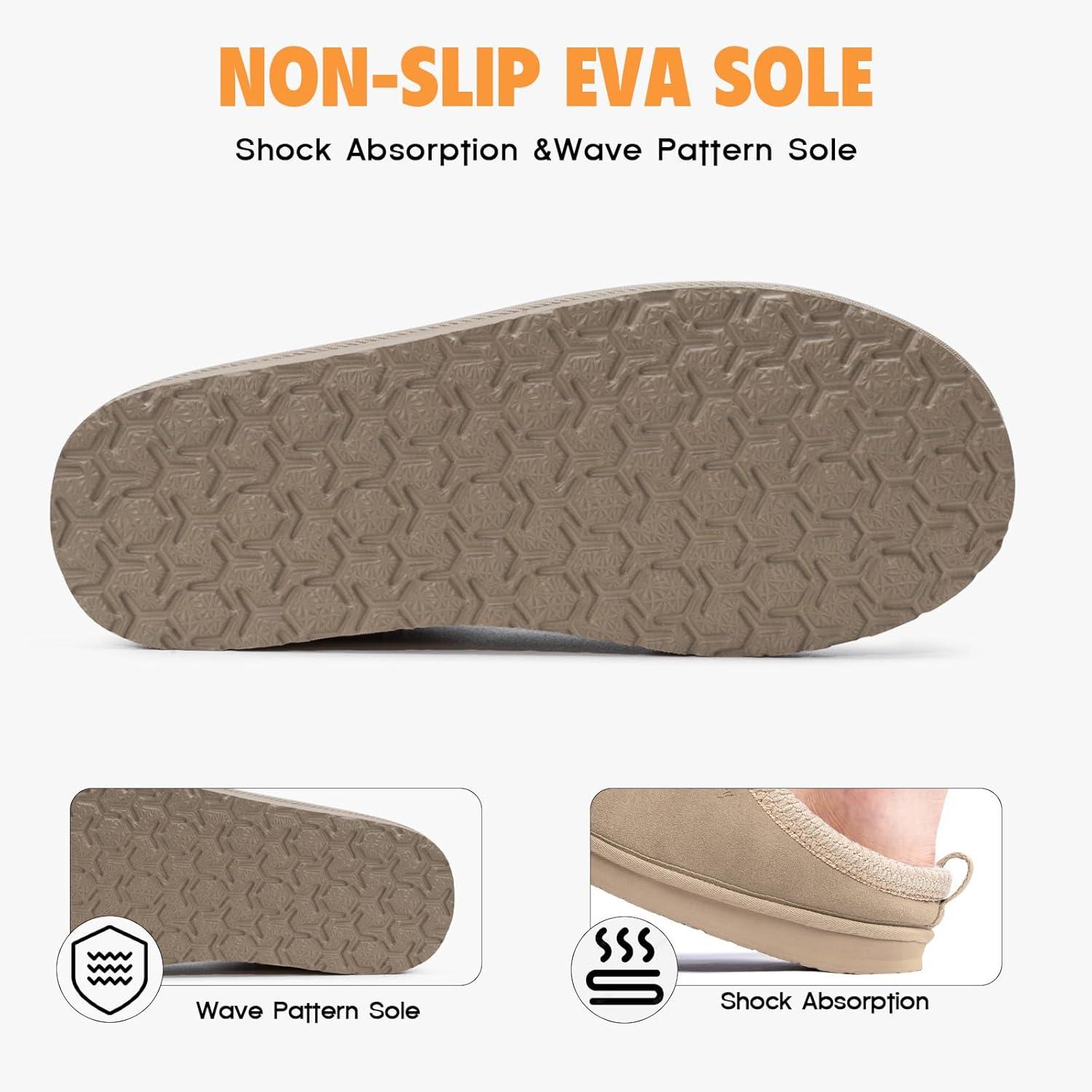 imageFITORY Womens Suede Slipper Flat Slip On House Shoes with Faux Fur Lining Indoor Outdoor Short Mini BootsSand