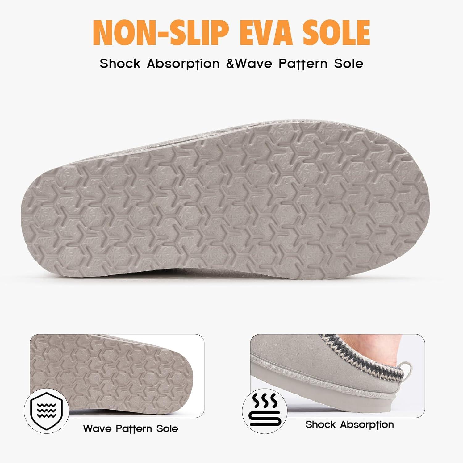 imageFITORY Womens Suede Slipper Flat Slip On House Shoes with Faux Fur Lining Indoor Outdoor Short Mini BootsSmoke Grey
