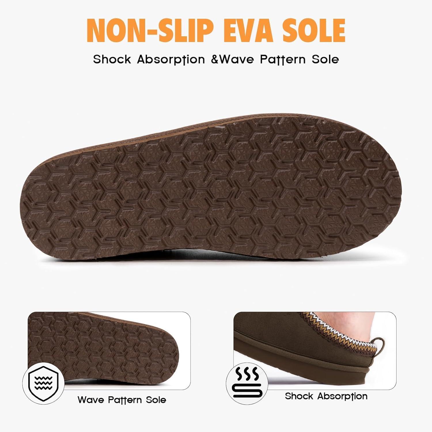 imageFITORY Womens Suede Slipper Flat Slip On House Shoes with Faux Fur Lining Indoor Outdoor Short Mini BootsTaupe