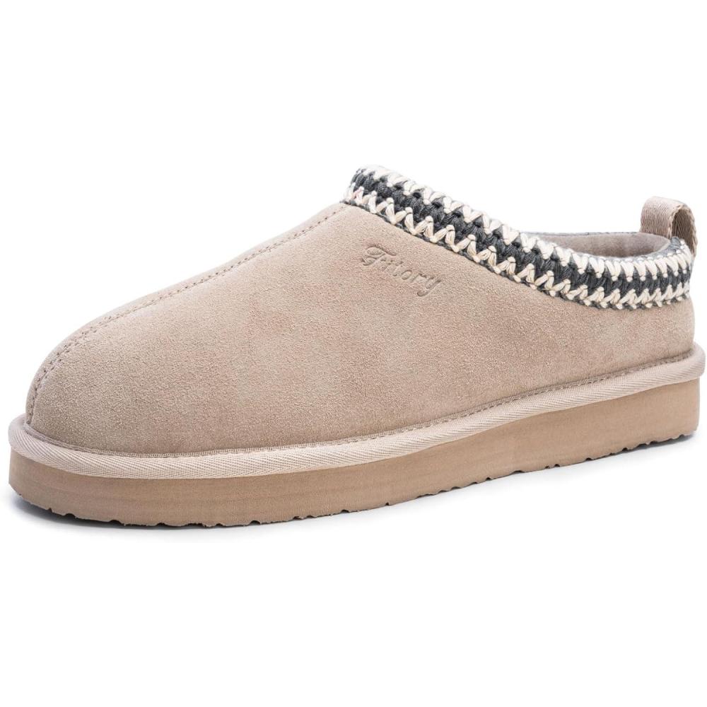 imageFITORY Womens Suede Slipper Flat Slip On House Shoes with Faux Fur Lining Indoor Outdoor Short Mini BootsGrey
