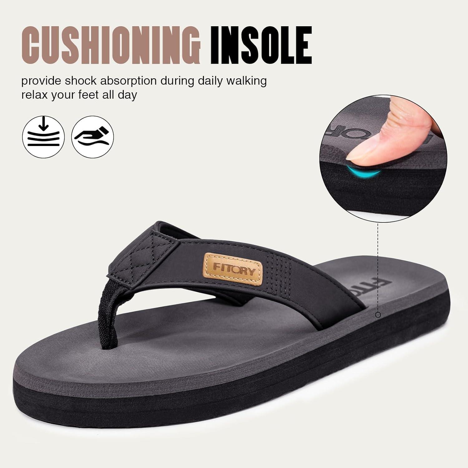imageFITORY Mens FlipFlops Thongs Sandals Comfort Slippers for BeachBlack 2