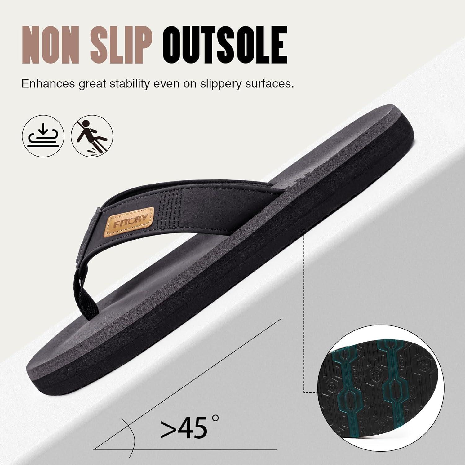 imageFITORY Mens FlipFlops Thongs Sandals Comfort Slippers for BeachBlack 2