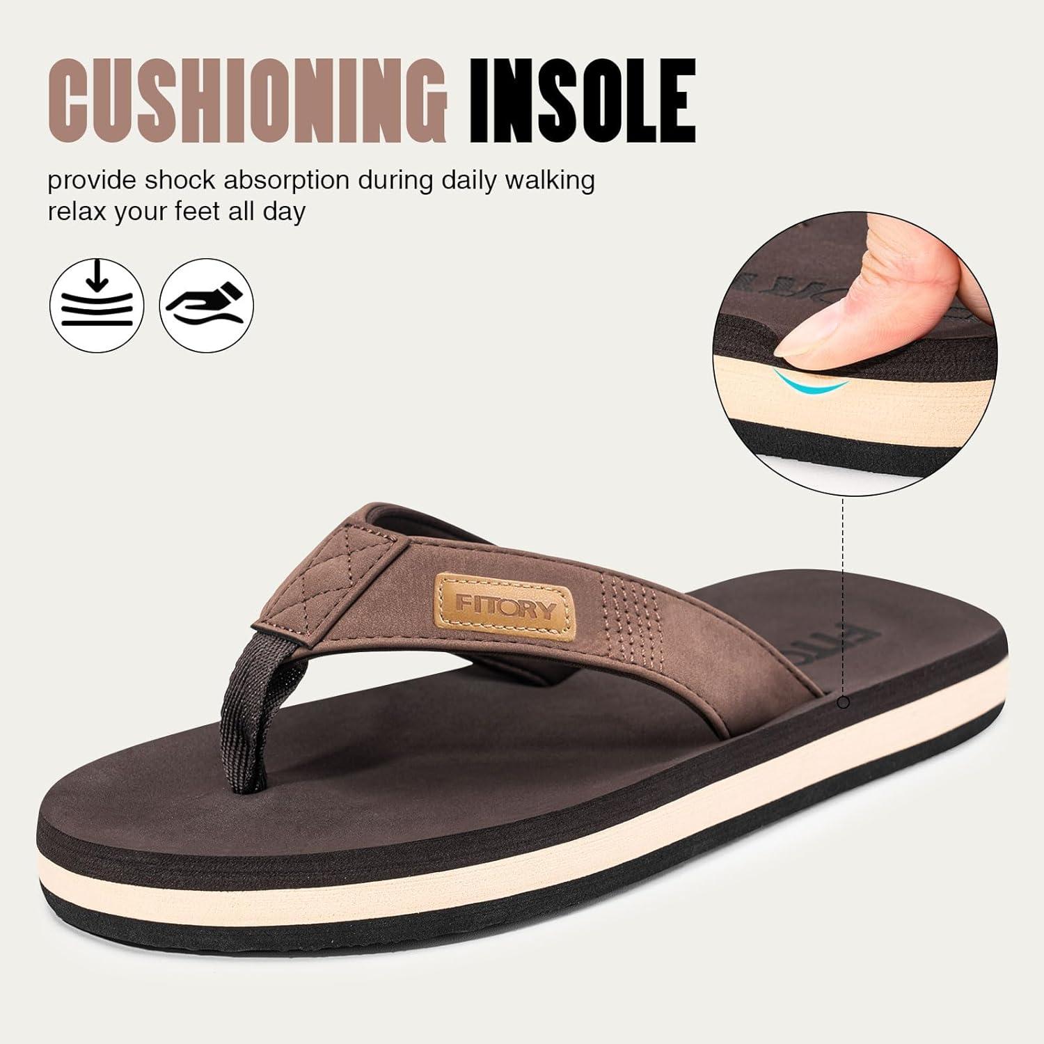 imageFITORY Mens FlipFlops Thongs Sandals Comfort Slippers for BeachBrown 2