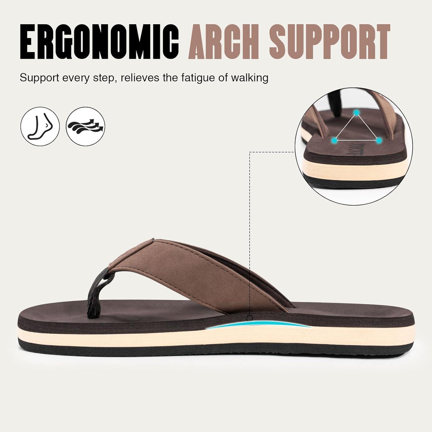 imageFITORY Mens FlipFlops Thongs Sandals Comfort Slippers for BeachBrown 2