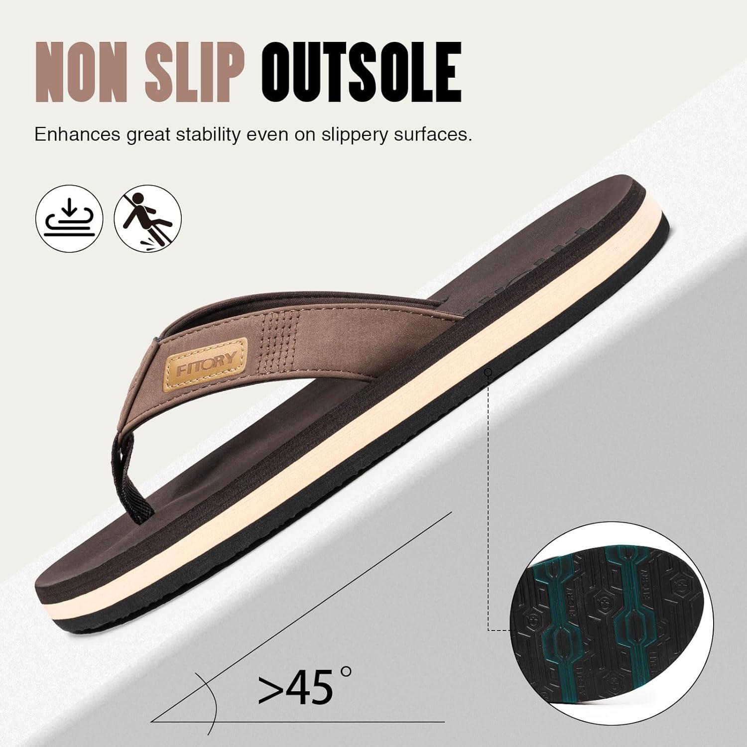 imageFITORY Mens FlipFlops Thongs Sandals Comfort Slippers for BeachBrown 2