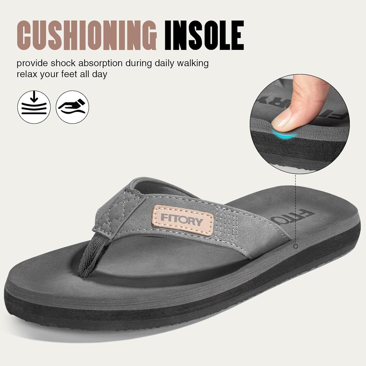 imageFITORY Mens FlipFlops Thongs Sandals Comfort Slippers for BeachGray 2