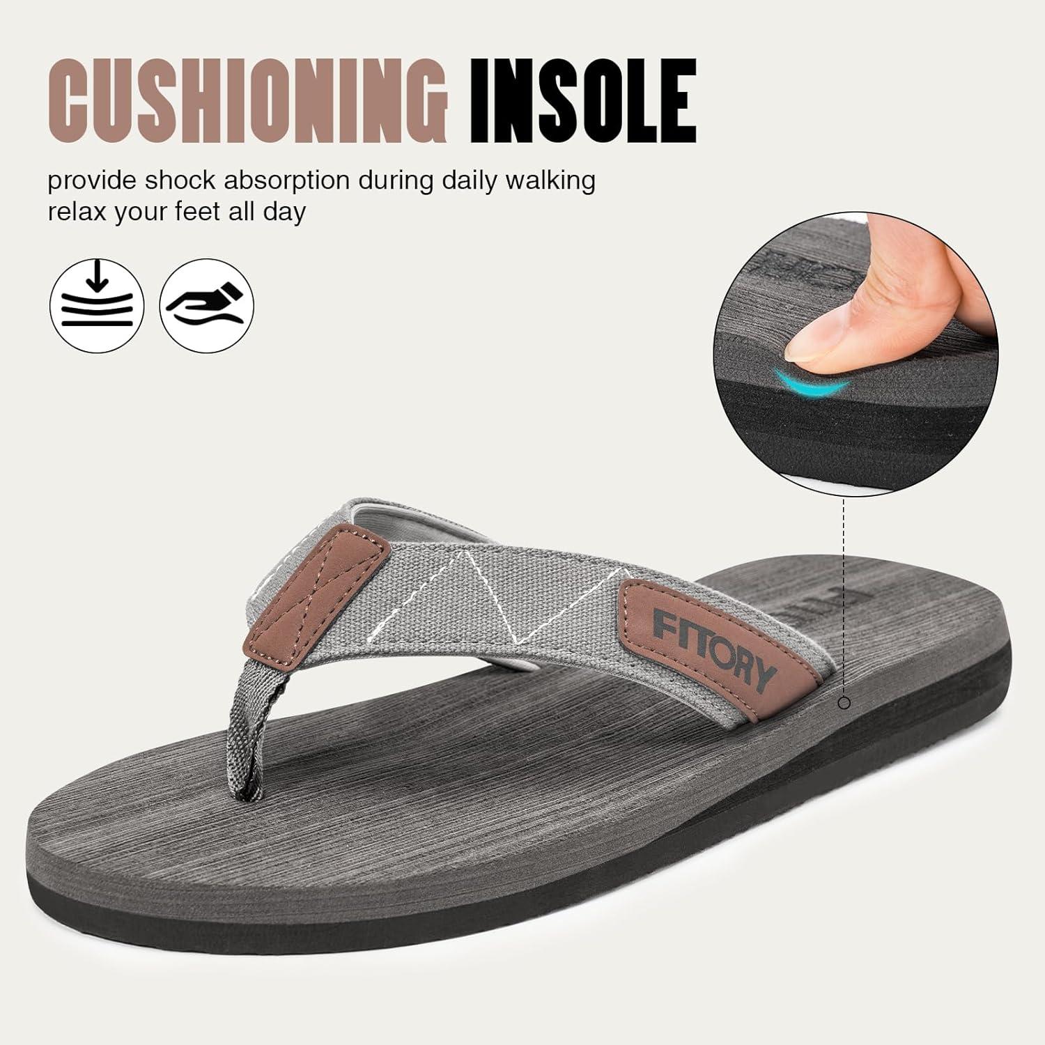 imageFITORY Mens FlipFlops Thongs Sandals Comfort Slippers for BeachGrey