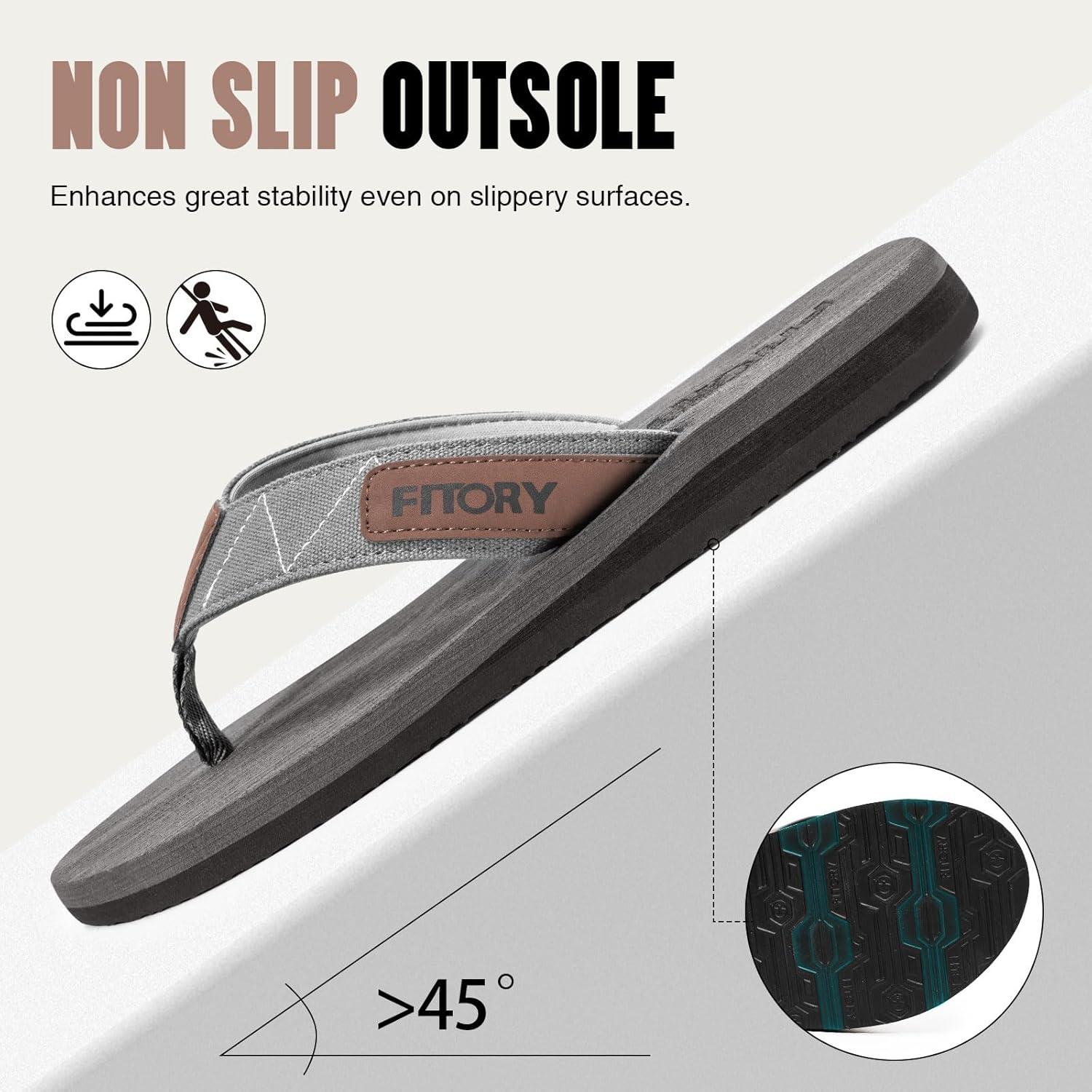imageFITORY Mens FlipFlops Thongs Sandals Comfort Slippers for BeachGrey