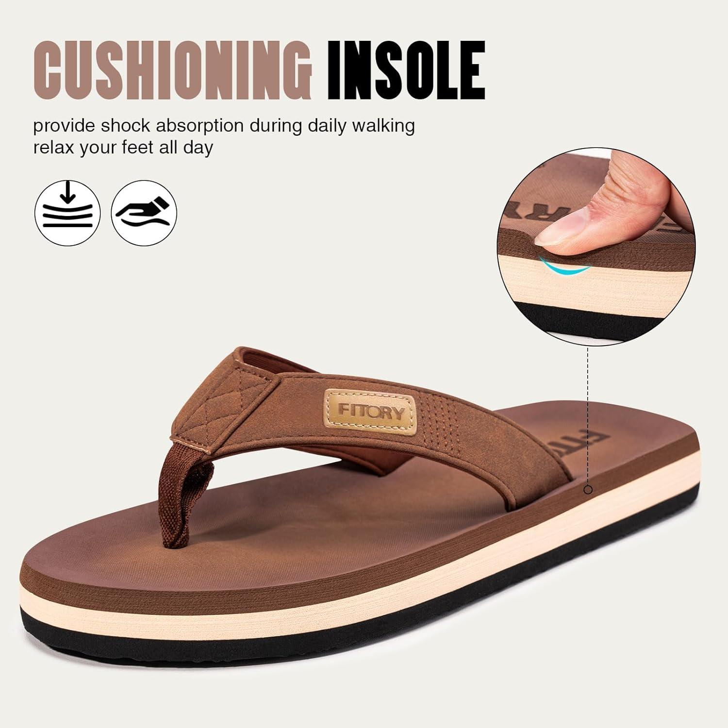 imageFITORY Mens FlipFlops Thongs Sandals Comfort Slippers for BeachTan