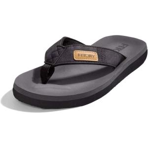 FITORY Men’s Flip-Flops, Thongs Sandals Comfort Slippers for Beach(Black 2)