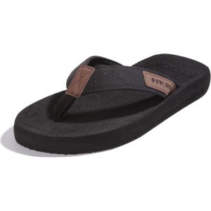 FITORY Men’s Flip-Flops, Thongs Sandals Comfort Slippers for Beach(Black)