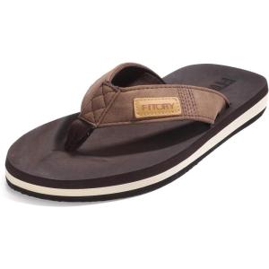 FITORY Men’s Flip-Flops, Thongs Sandals Comfort Slippers for Beach(Brown 2)