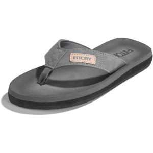FITORY Men’s Flip-Flops, Thongs Sandals Comfort Slippers for Beach(Gray 2)