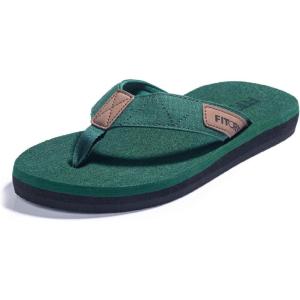FITORY Men’s Flip-Flops, Thongs Sandals Comfort Slippers for Beach(Green)