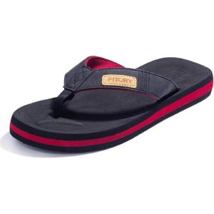 FITORY Men’s Flip-Flops, Thongs Sandals Comfort Slippers for Beach(Red/Black)