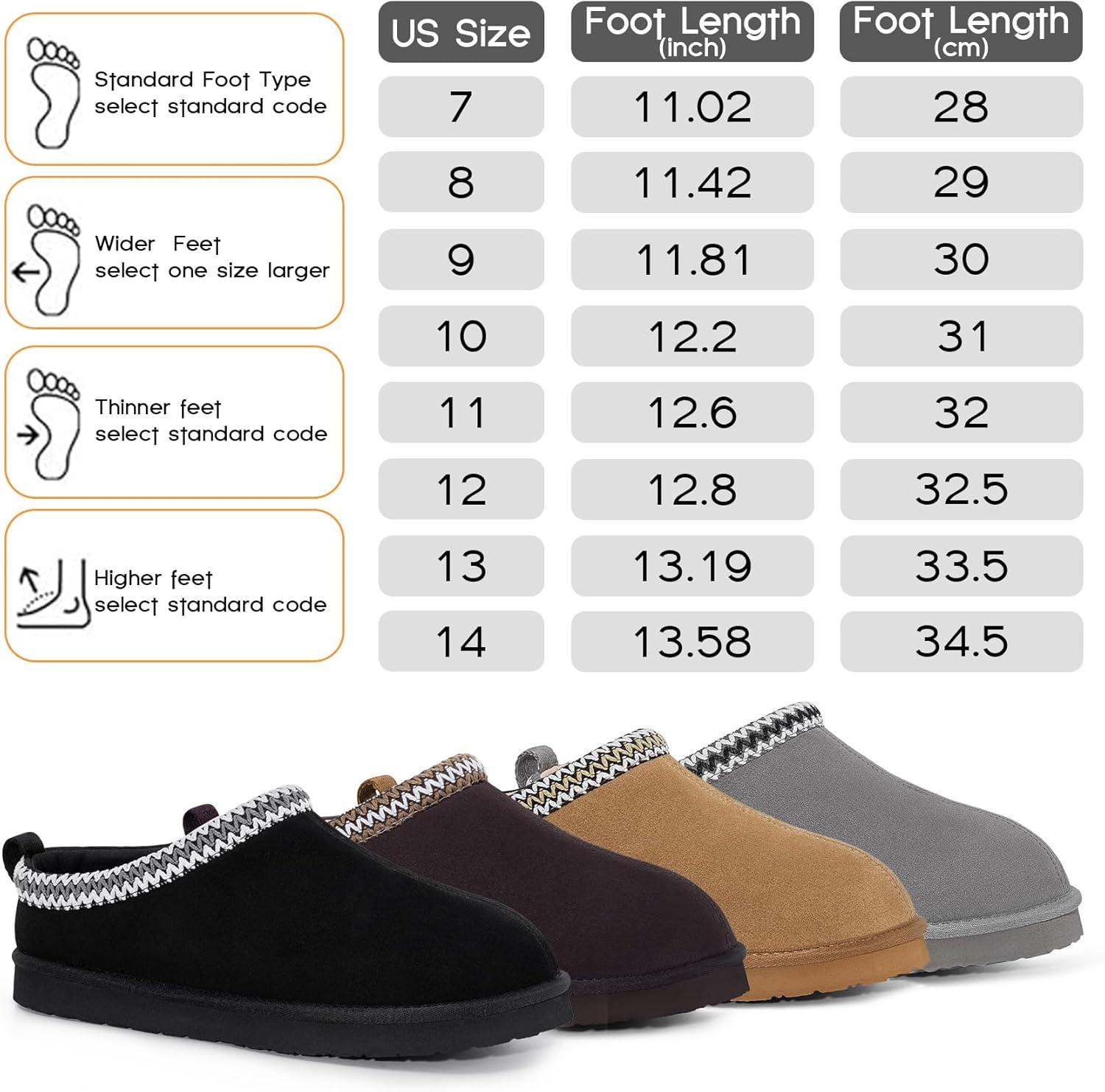 imageFITORY Mens Winter Genuine Leather Slippers Comfy Memory Foam Suede Shoes with Warm FleeceLined for Indoor and Outdoor Size 714Grey