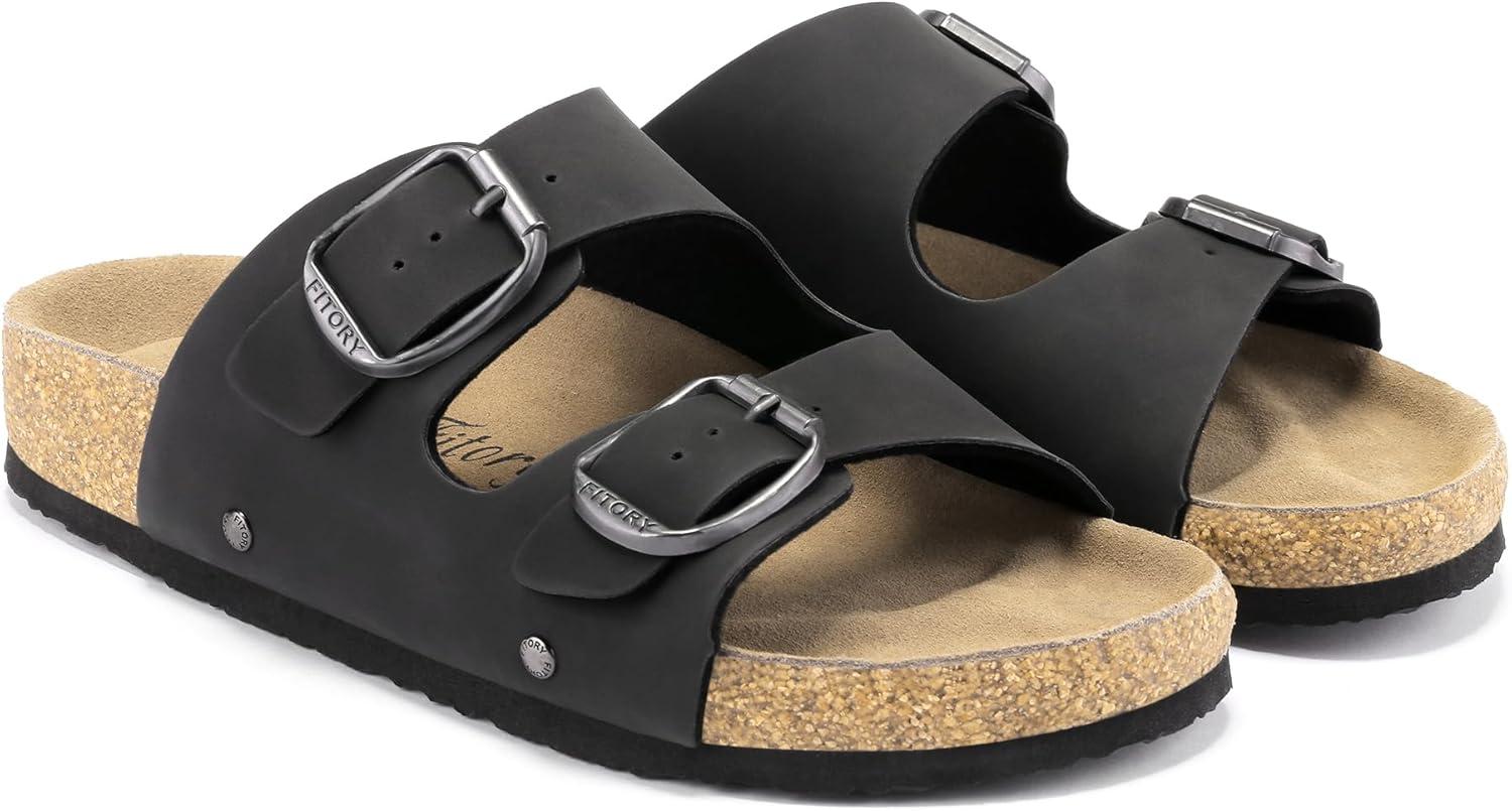 imageFITORY Womens Flat Sandals with Suede Insole Open Toe Adjustable Slides for Summer Size 611