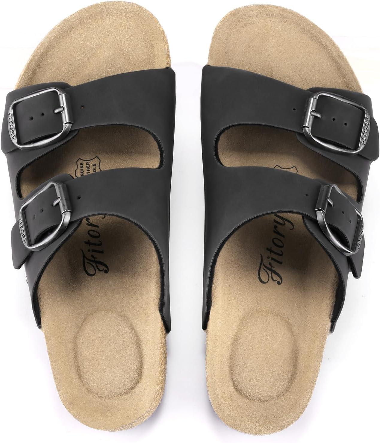 imageFITORY Womens Flat Sandals with Suede Insole Open Toe Adjustable Slides for Summer Size 611