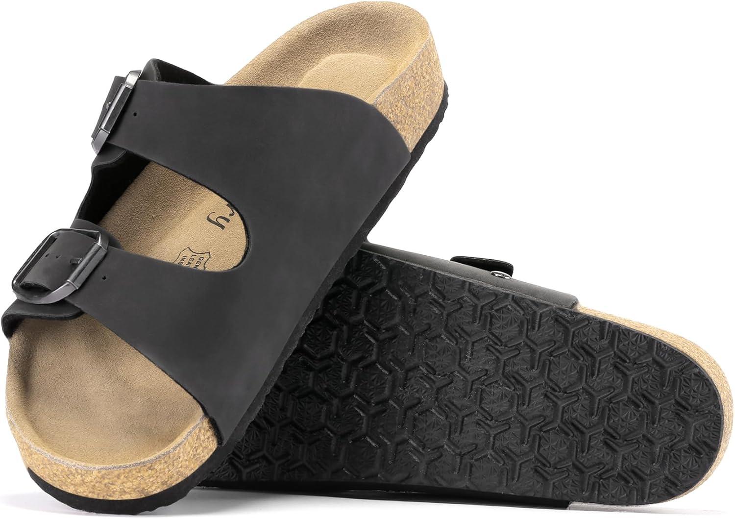 imageFITORY Womens Flat Sandals with Suede Insole Open Toe Adjustable Slides for Summer Size 611