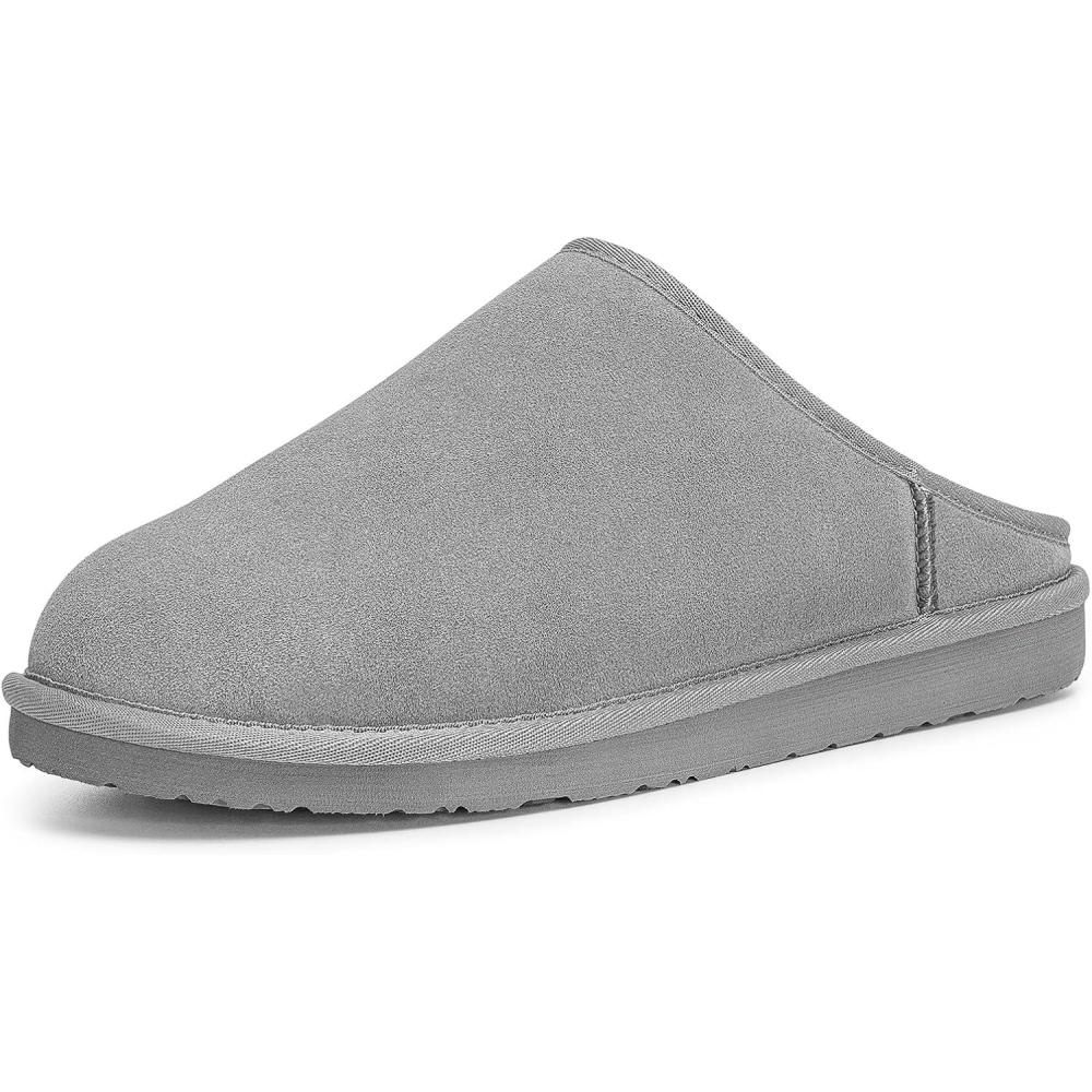 imageFITORY Mens Suede House Slippers Slip on Warm Cozy Home Shoes with Soft Plush Lining for Winter Indoor and Outdoor Size 714Grey