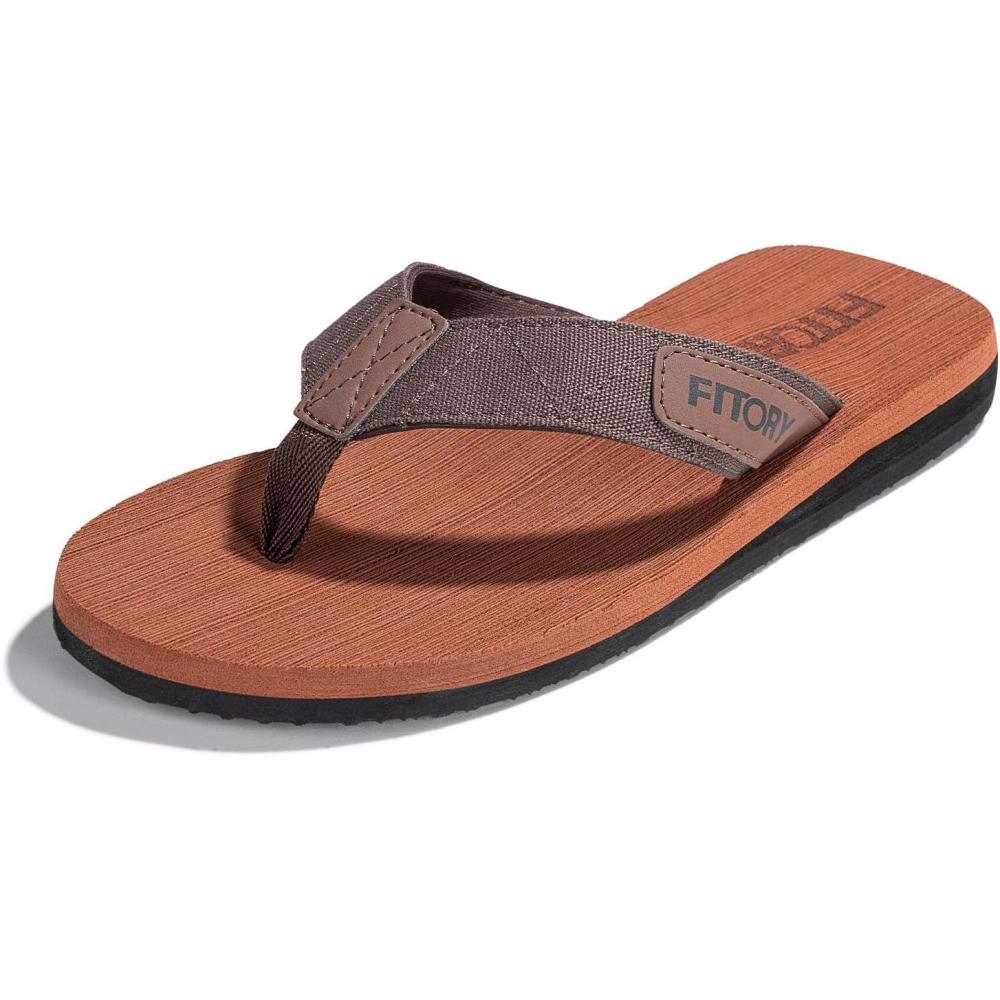 imageFITORY Mens FlipFlops Thongs Sandals Comfort Slippers for BeachReddish Brown
