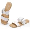imageFITORY Womens Flat Sandals Fashion Square Open Toe Adjustable Buckles Double Strap Slippers Summer Size 611White